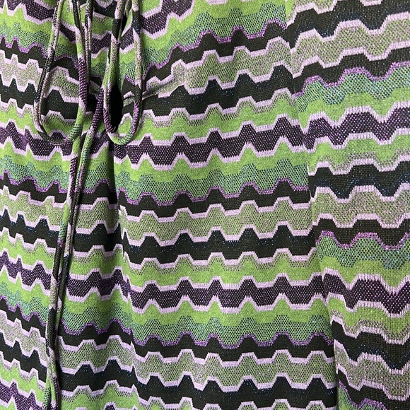 ZARA GEOMETRIC STRIPE PRINT METALLIC FIBERS FRONT KEYHOLES ~ SIZE MEDIUM - Picture 5 of 11
